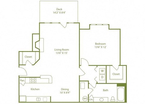 1 Bed 1 Bath Floor Plan at Wynfield Trace, Georgia, 30092